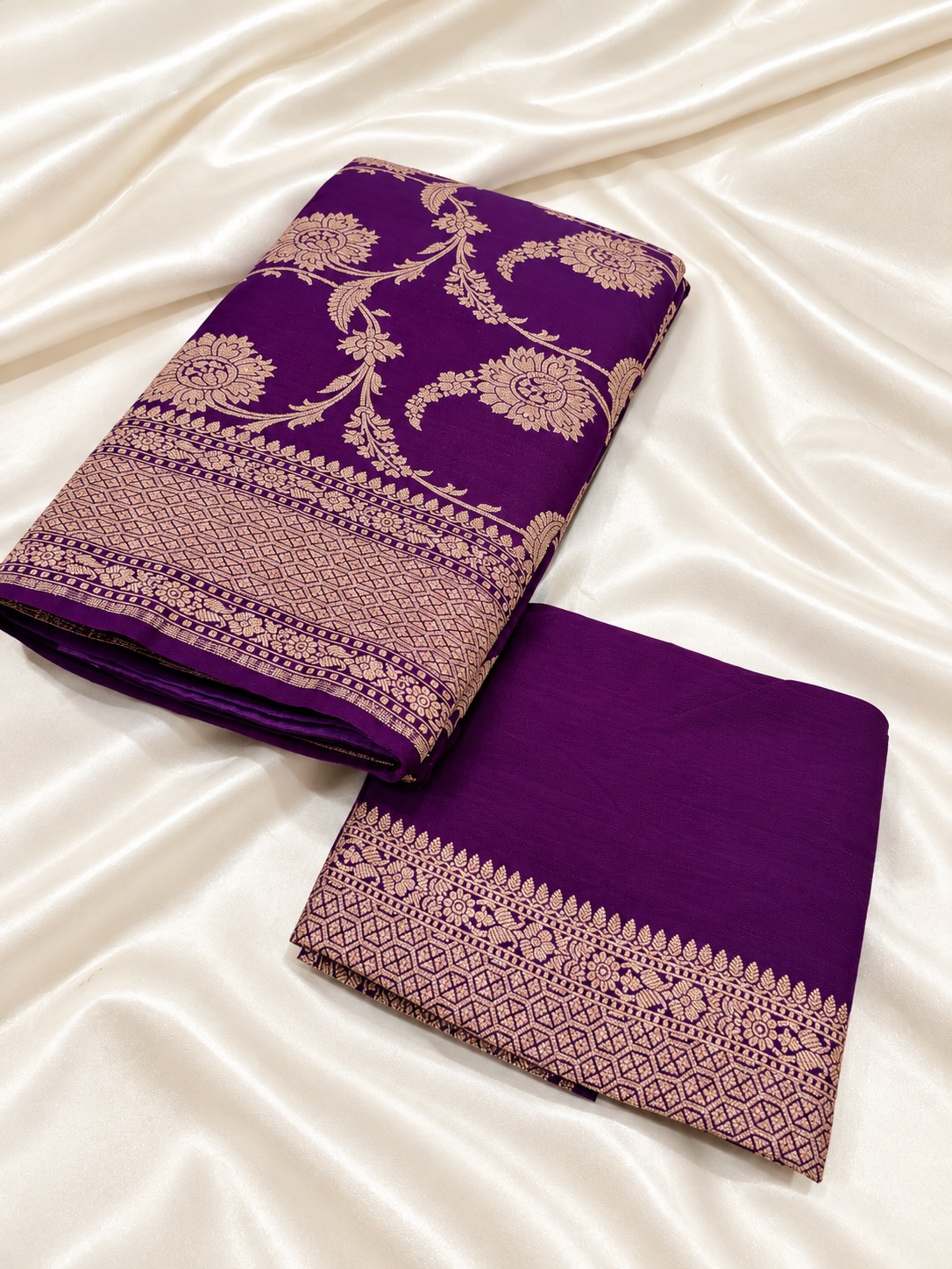 Purple Chiniya Khaddi Georgette with Jaal Allover Saree