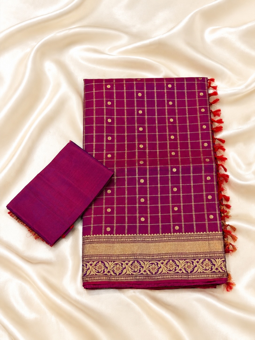 Wine Purple Gadwal Silk Saree