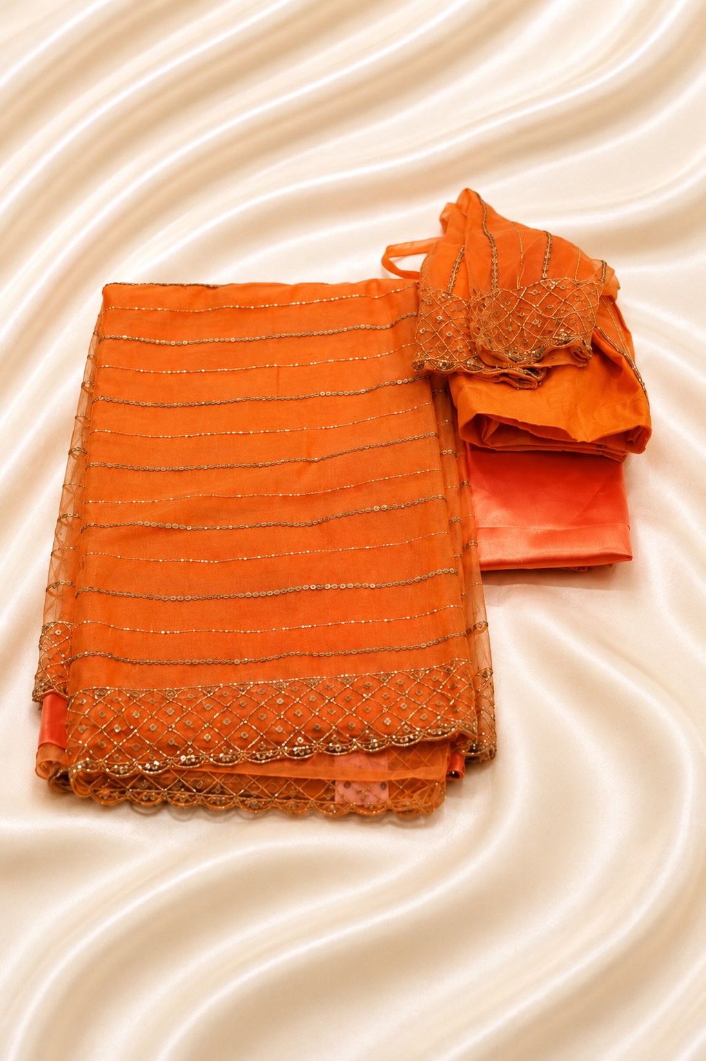 Hand Embroidered Organza Sequence Saree